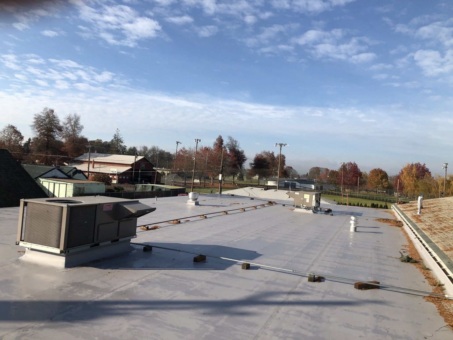 Flat commercial rooftop view