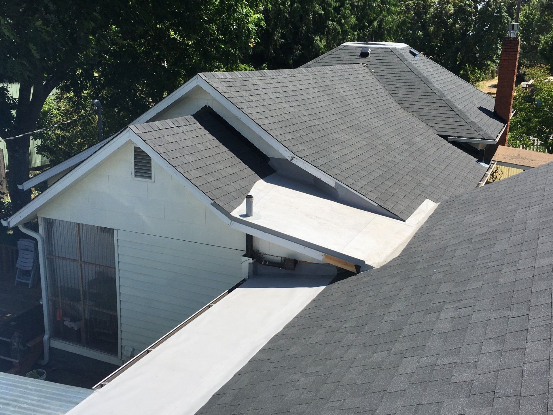Gray shingle roof flashing