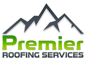 Premier Roofing Services, LLC Logo for Premier Roofing Services featuring a green gradient text over a mountain range illustration.