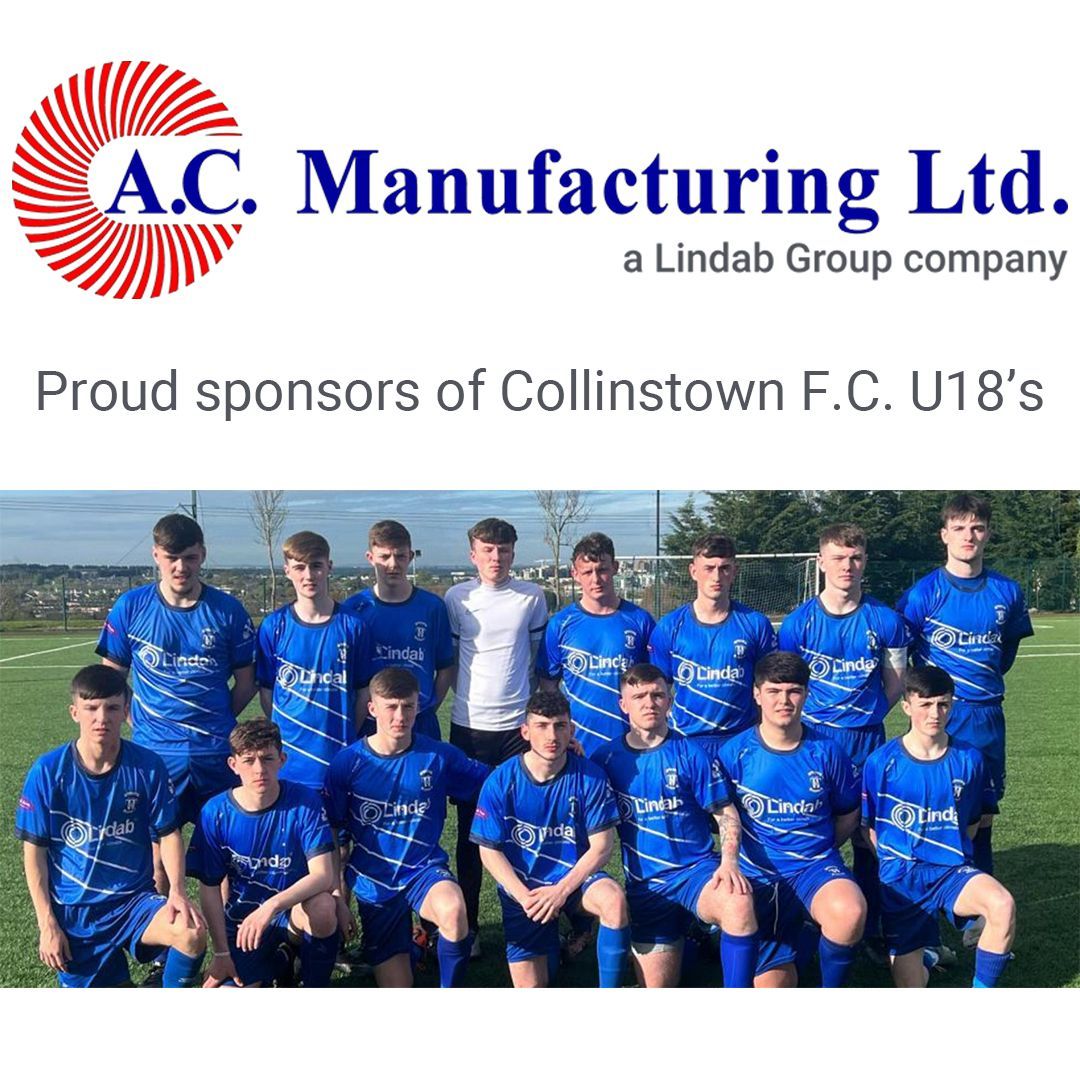 Collinstown FC U18's wearing sponsored jerseys