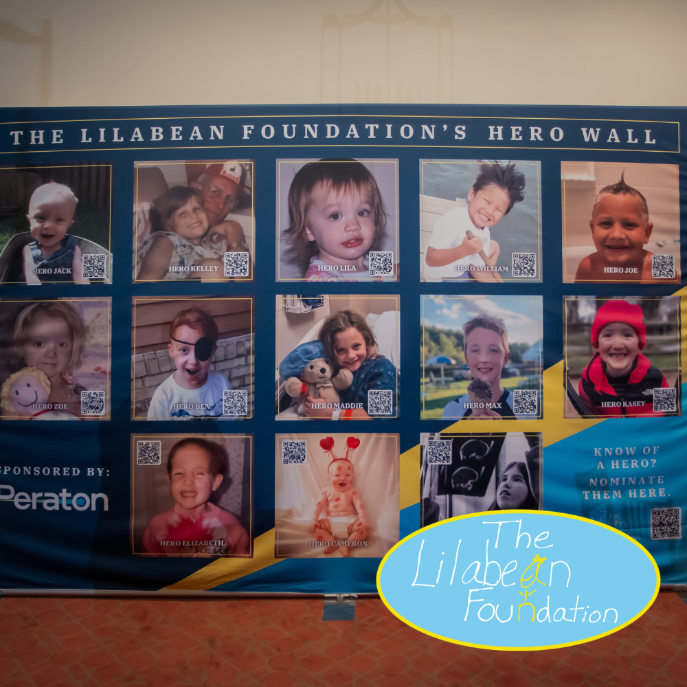 Lilabean Foundation LBF banner of heroes with The Lilabean Foundation logo on top of image