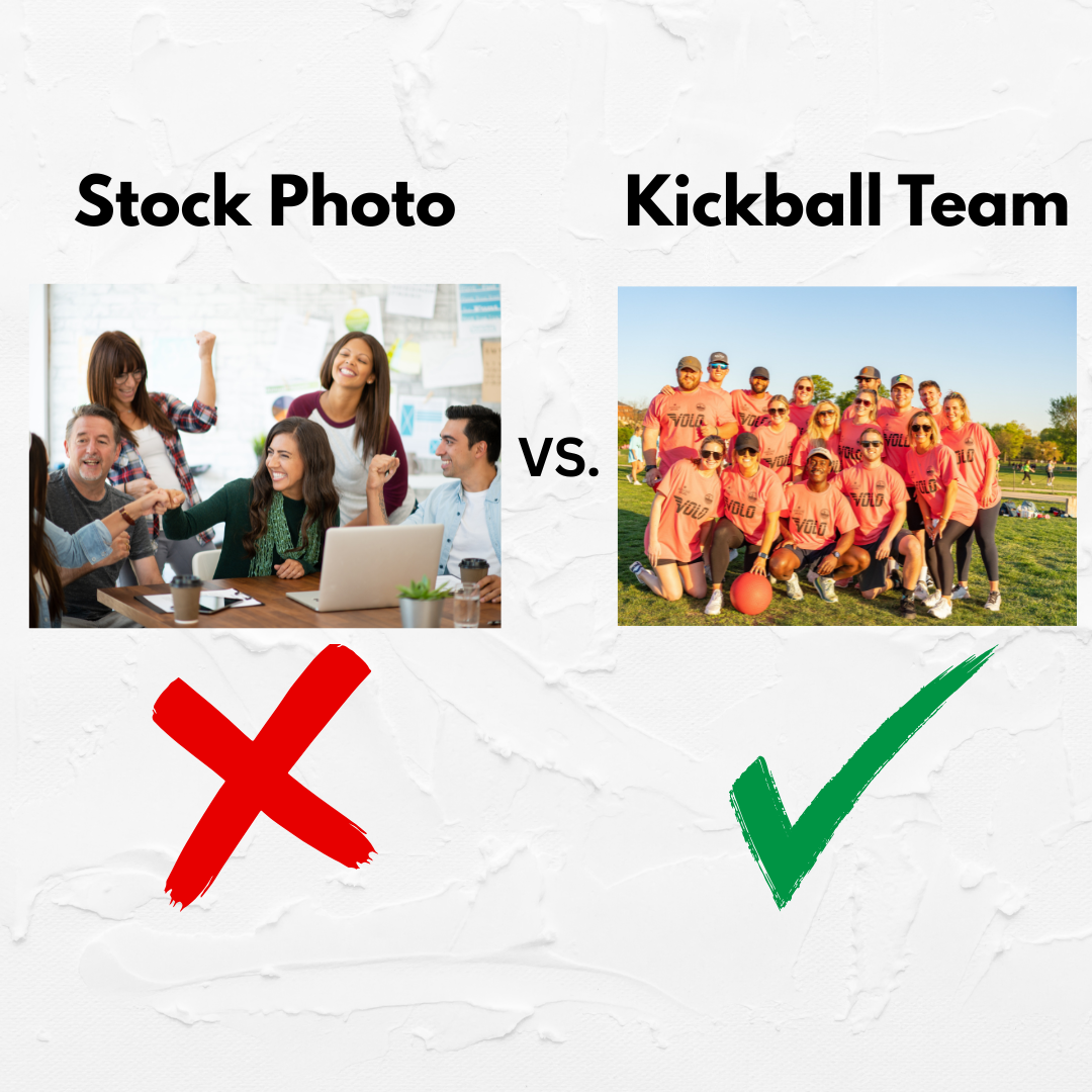 Side-by-side ad comparison: desk photo vs smiling woman; right blue ad shows higher clicks and conversions
