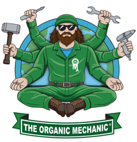 a logo for organic mechanic service and repair