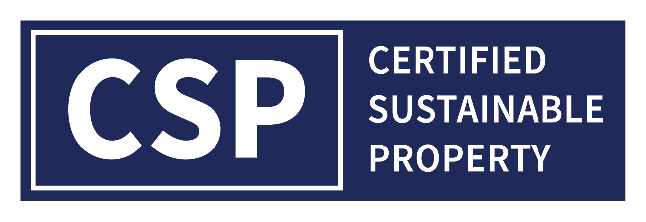 CSP logo: white letters on blue background,