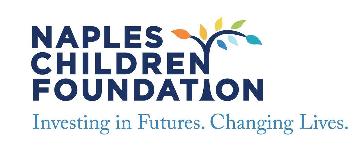 Naples Children Foundation logo: Blue text with tree graphic and the tagline "Investing in Futures. Changing Lives."