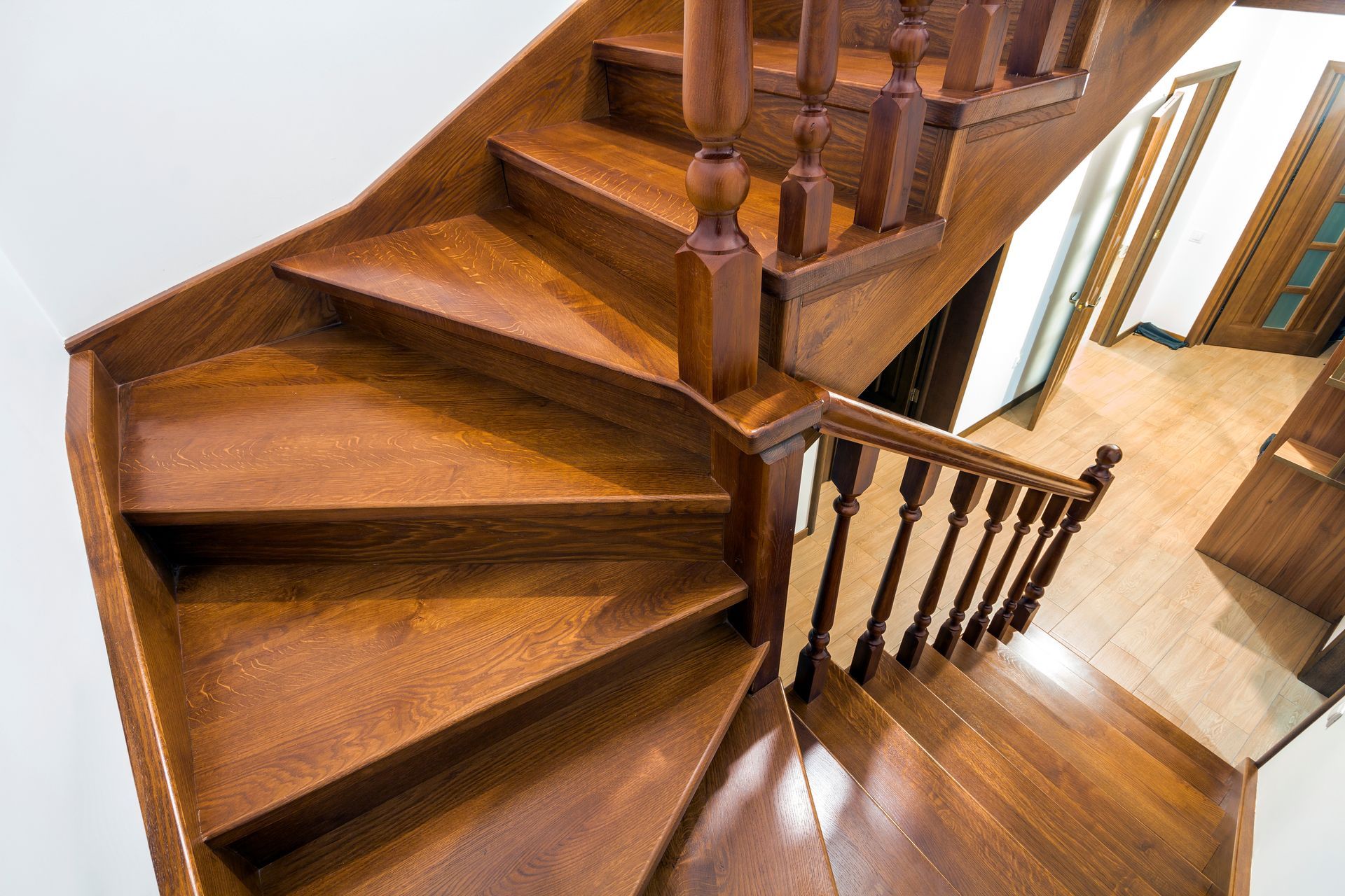 Wooden staircase.