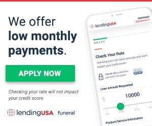 LoanUSA ad with green “Apply Now” button and phone screen showing rate check￼