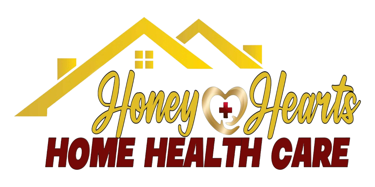 A logo for honey hearts home health care