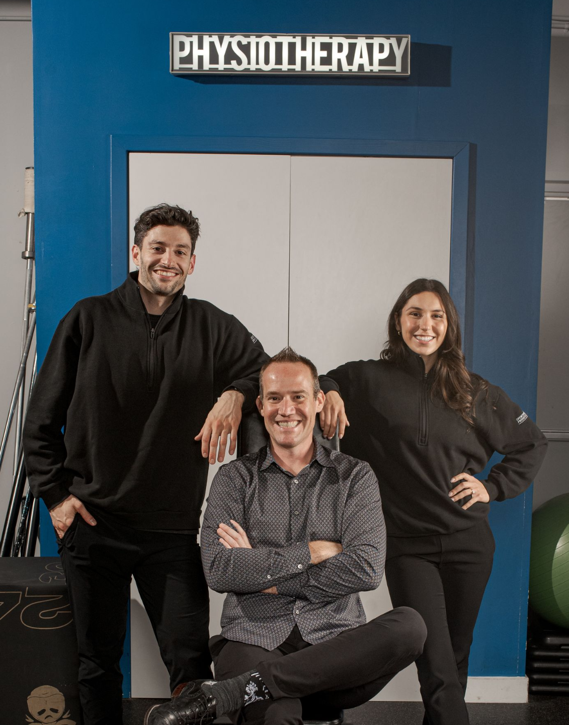 Physiotherapists Dominique Tersigni, Matthew Wright , and Marco Bandiera