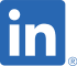LinkedIn logo with white “in” letters on a blue square background