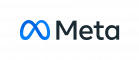 Meta logo in blue and black on a white background
