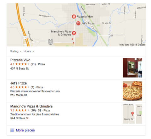 Search Results for Pizza in Big Rapids, MI – Map Section on Google