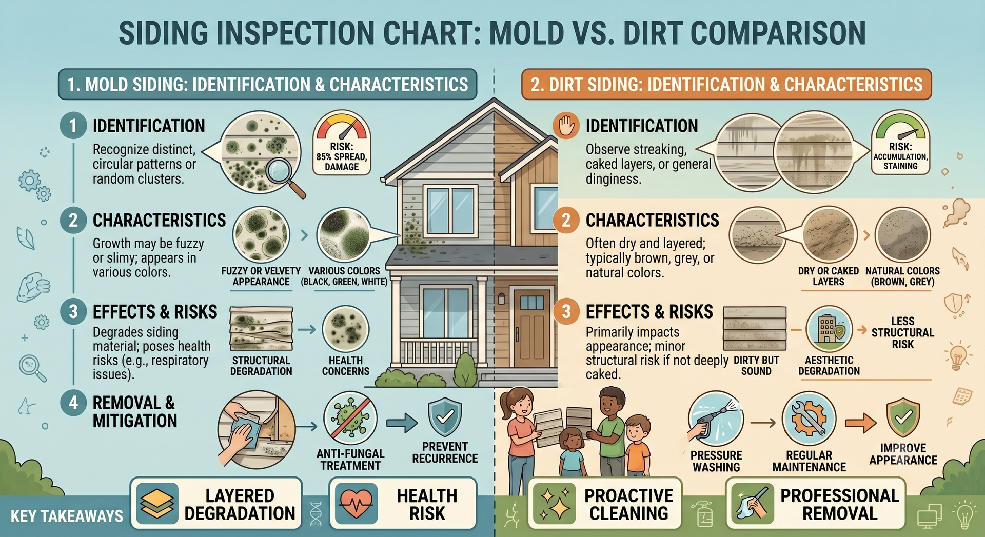 difference between mold and dirt on siding exterior