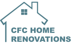 A logo showing a blue house outline with a small window, above the text "CFC HOME RENOVATIONS" in a bold blue font.