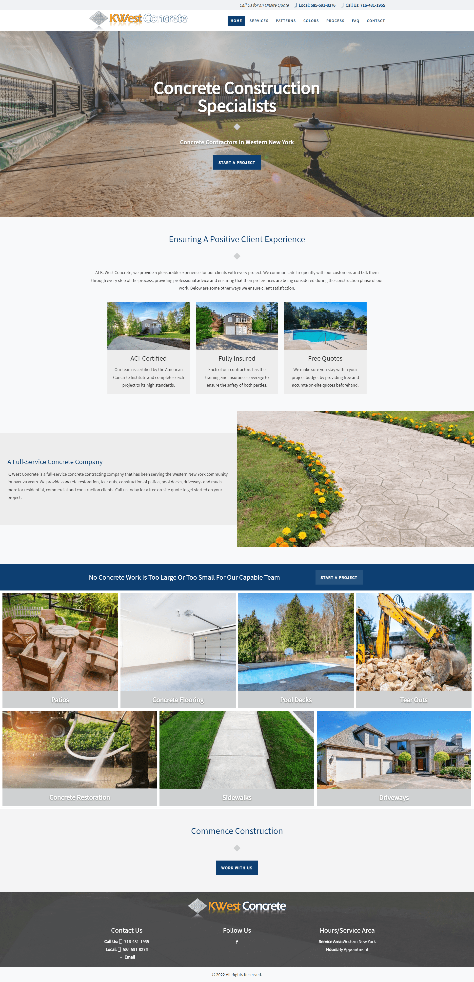 k west concrete website screenshot