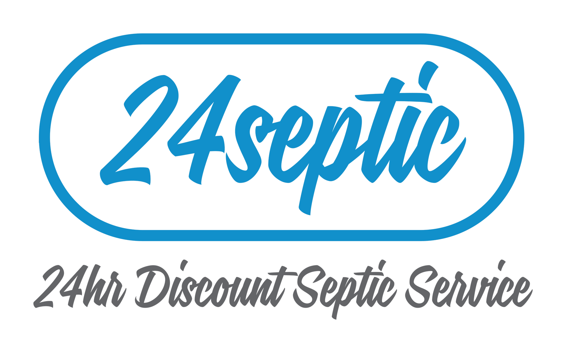 24septic logo in blue with &ldquo;24h Discount Septic Service&rdquo; in gray script underneath