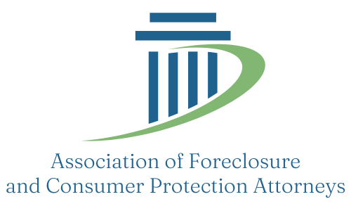 The logo for the association of foreclosure and consumer protection attorneys.
