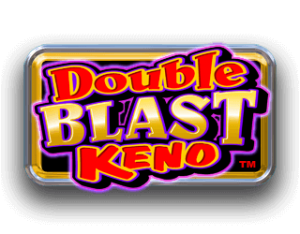 The double blast keno logo is on a white background.