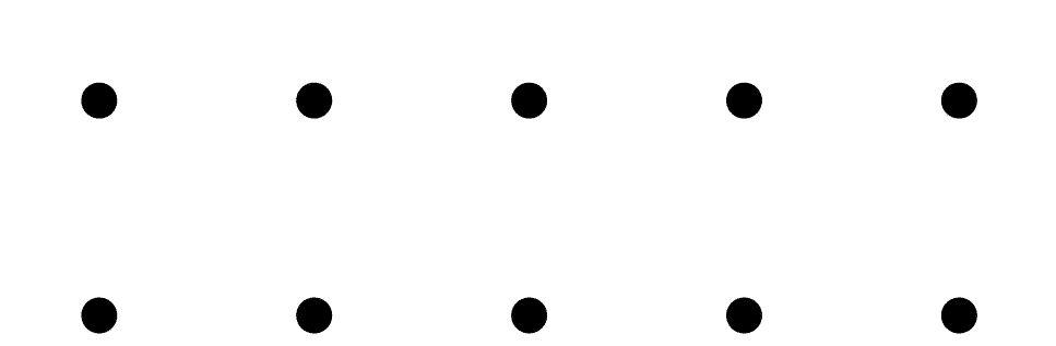 A row of black dots on a white background.