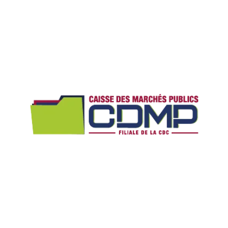 A logo for a company called caisse des marches publics.