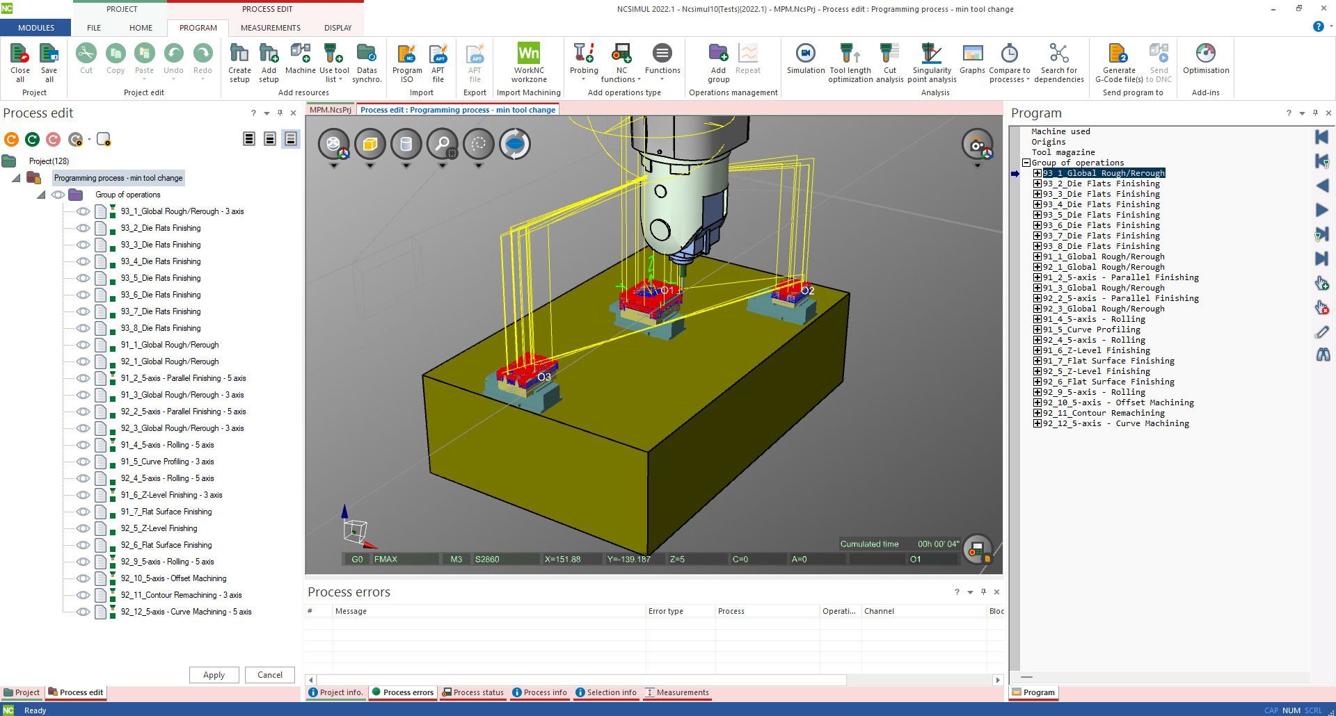Modulo NCSIMUL HMPM — simulazione robot e percorso CNC