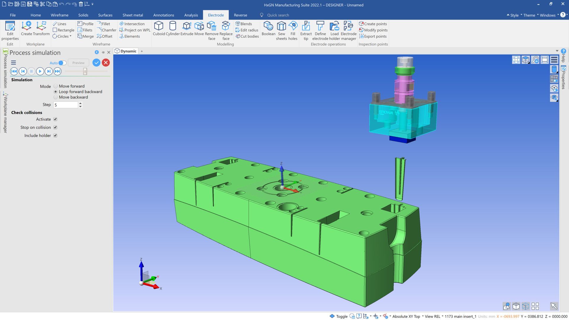 WorkNC Designer modulo elettrodo — progettazione 3D per EDM
