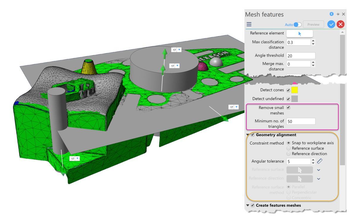 WorkNC Designer mesh features — riparazione superficie STL per stampo