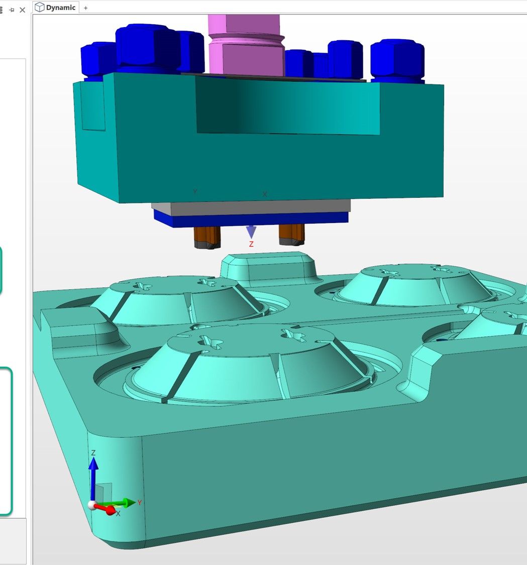 WorkNC Designer 2021 — cavità stampo 3D con setup elettrodo blu