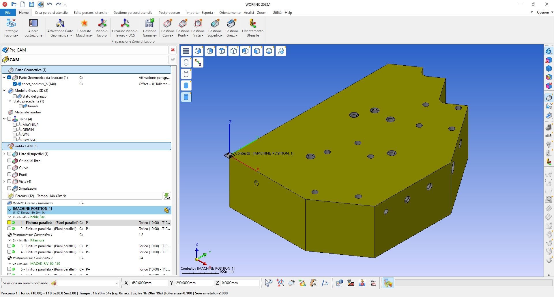 WorkNC CAM — percorso utensile iso-scallop su superficie stampo curva
