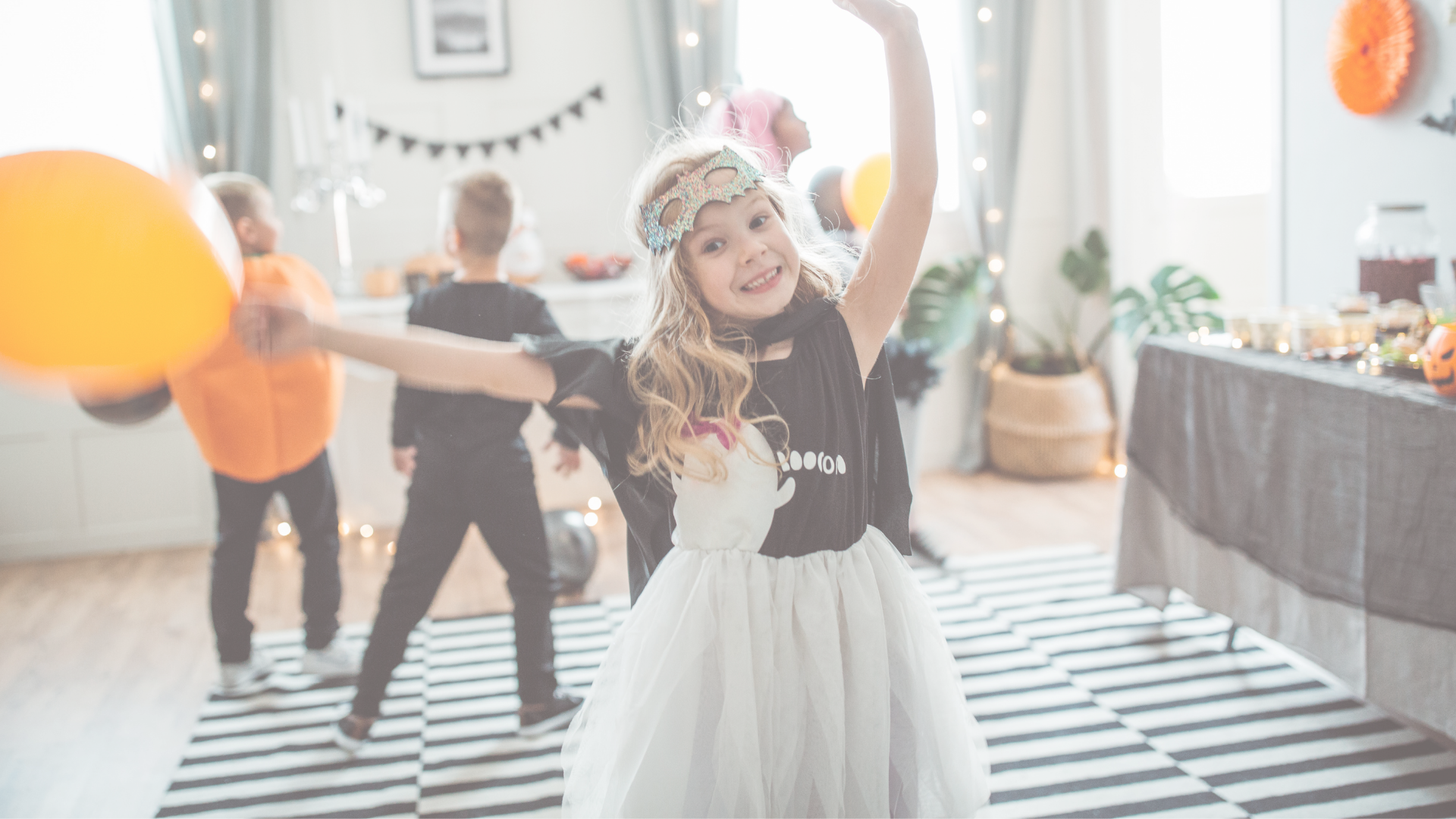 Photo: Kids dancing on Halloween party by svetkid. Kids in costume dancing at Halloween party.