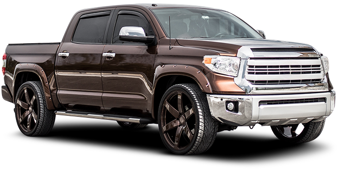 Brown pickup truck with chrome grille and black rims, shown in side view on a white background | The Family Mechanics - Cherry Hill