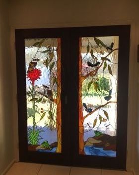 Double Panel Door With Birds Design — Jamisontown, NSW — Stained Glass Overlay Penrith