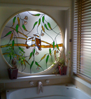 Beautiful Porthole Design in Bathroom — Jamisontown, NSW — Stained Glass Overlay Penrith