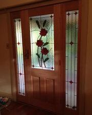 Red Flower Design On The Door — Jamisontown, NSW — Stained Glass Overlay Penrith