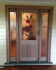 Flower Design In Front Of The Door — Jamisontown, NSW — Stained Glass Overlay Penrith