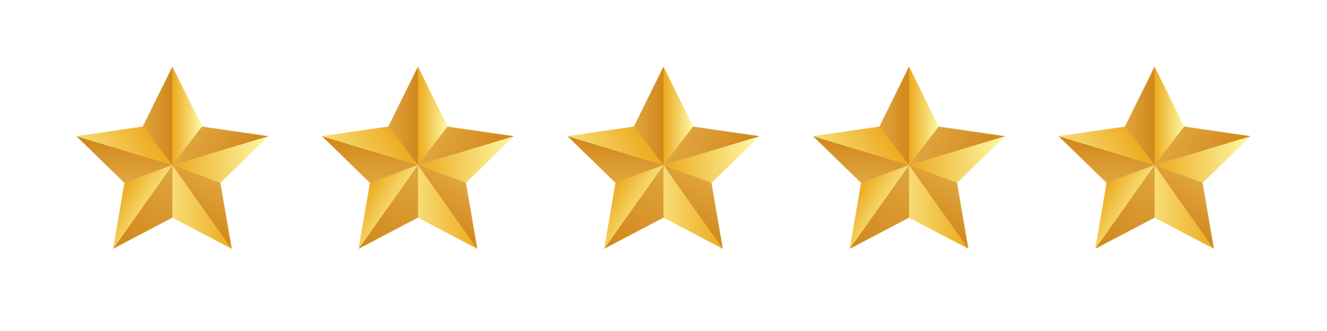 Five gold stars in a row, indicating a high rating or review.