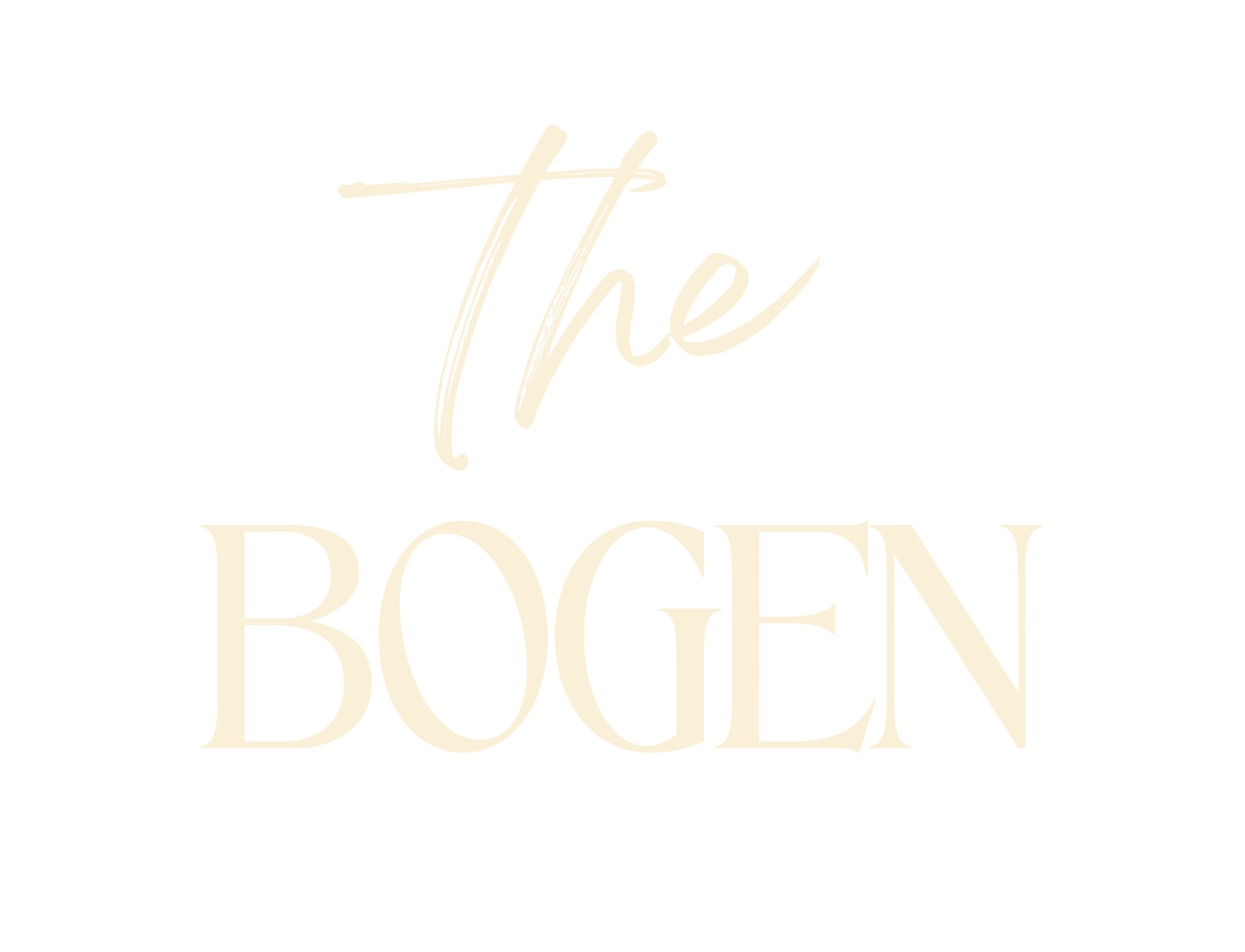 The Bogen logo in pale gold cursive and serif text on a white background