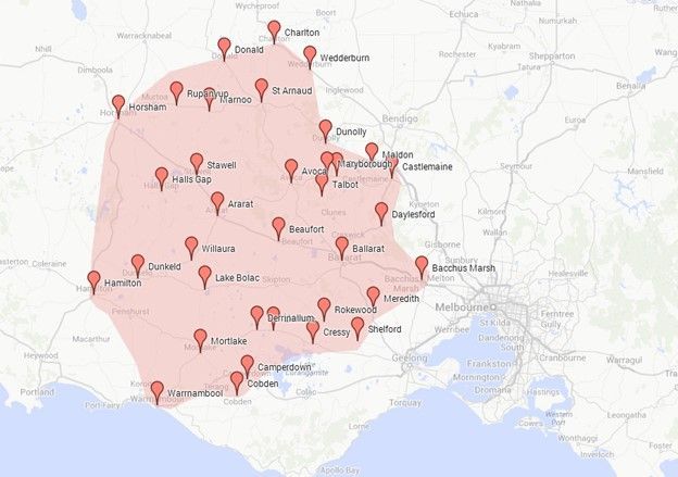 Map — Beaufort, VIC — Hains Windscreens
