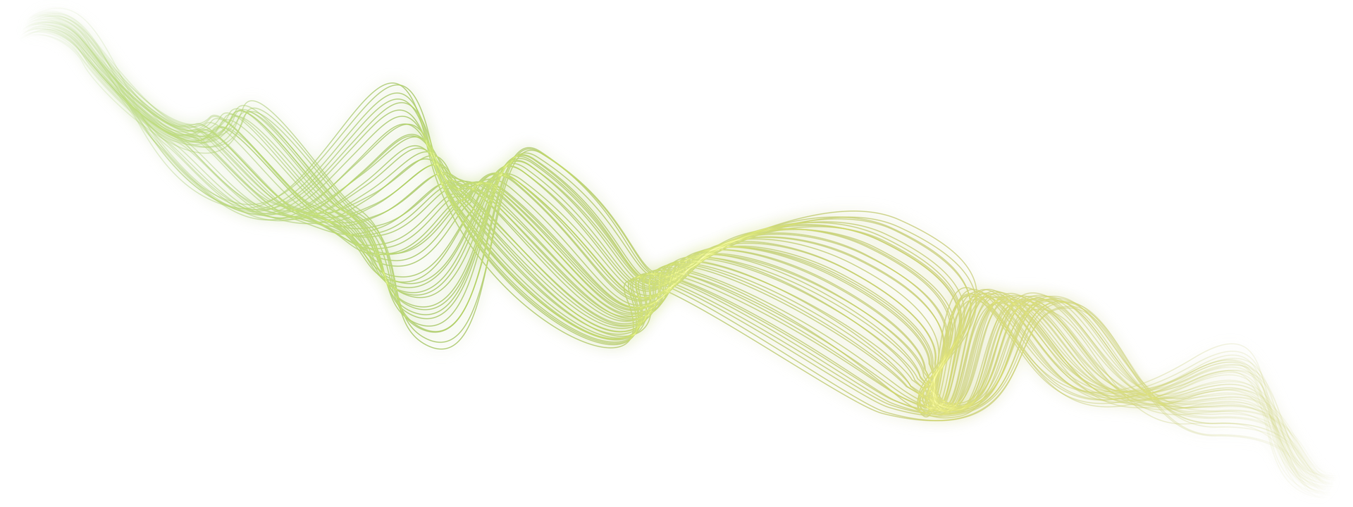 Green wavy lines on a white background, descending from upper left.