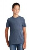 A young boy is wearing a blue t-shirt and jeans.
