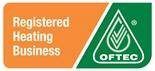 Logo for an OFTEC registered heating business, featuring orange and green elements