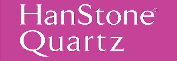 HanStone Quartz logo on a magenta background, white text.