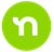 White lowercase “n” on a bright green circular background