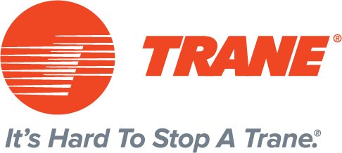 Trane logo with red sunburst icon and slogan “It’s Hard To Stop A Trane.”