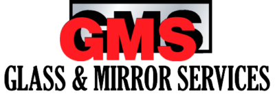 GMS Glass & Mirror Services logo in red and black text