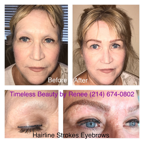 A before and after photo of a woman 's eyebrows