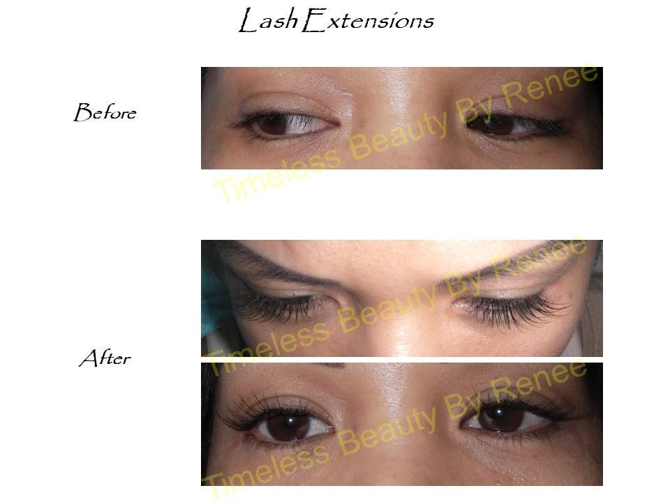 A before and after picture of a woman 's eyelashes