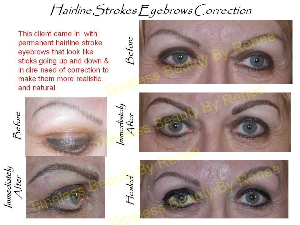 A before and after photo of a woman 's eyebrows