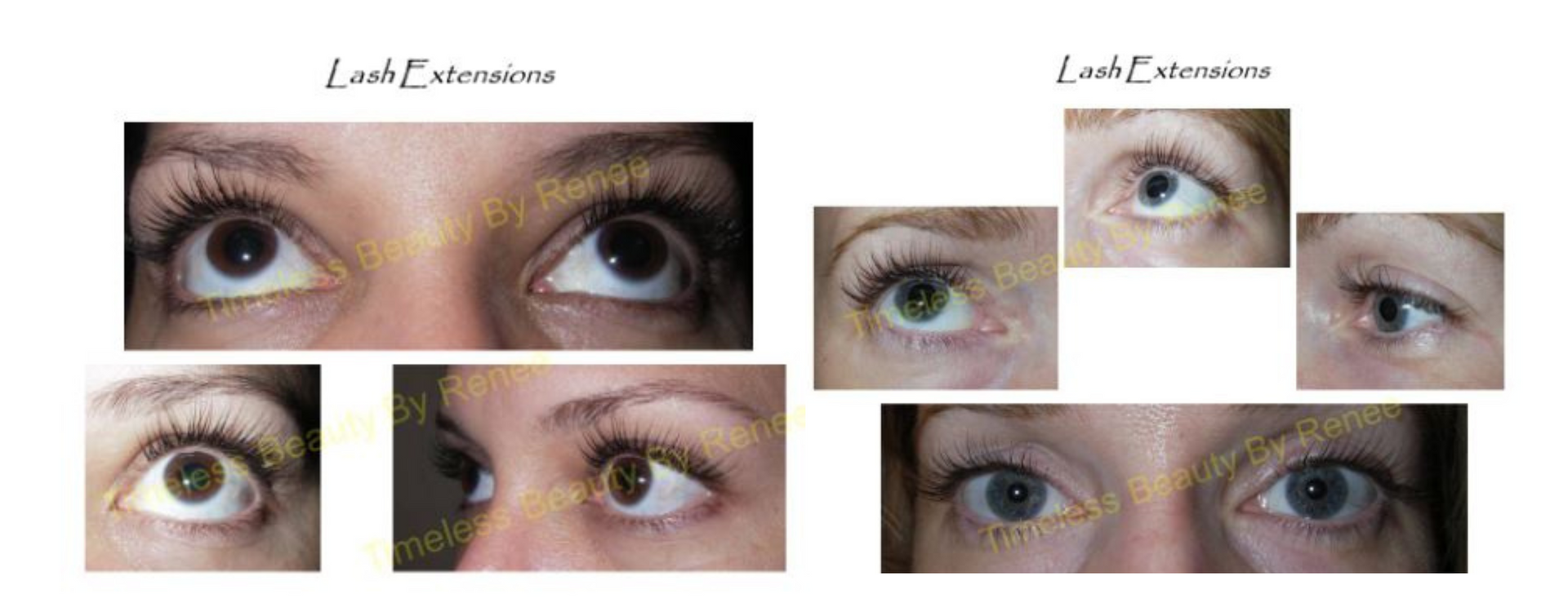 A collage of images of a woman 's eyes with different types of mascara