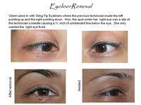 A before and after picture of a woman 's eyebrows.